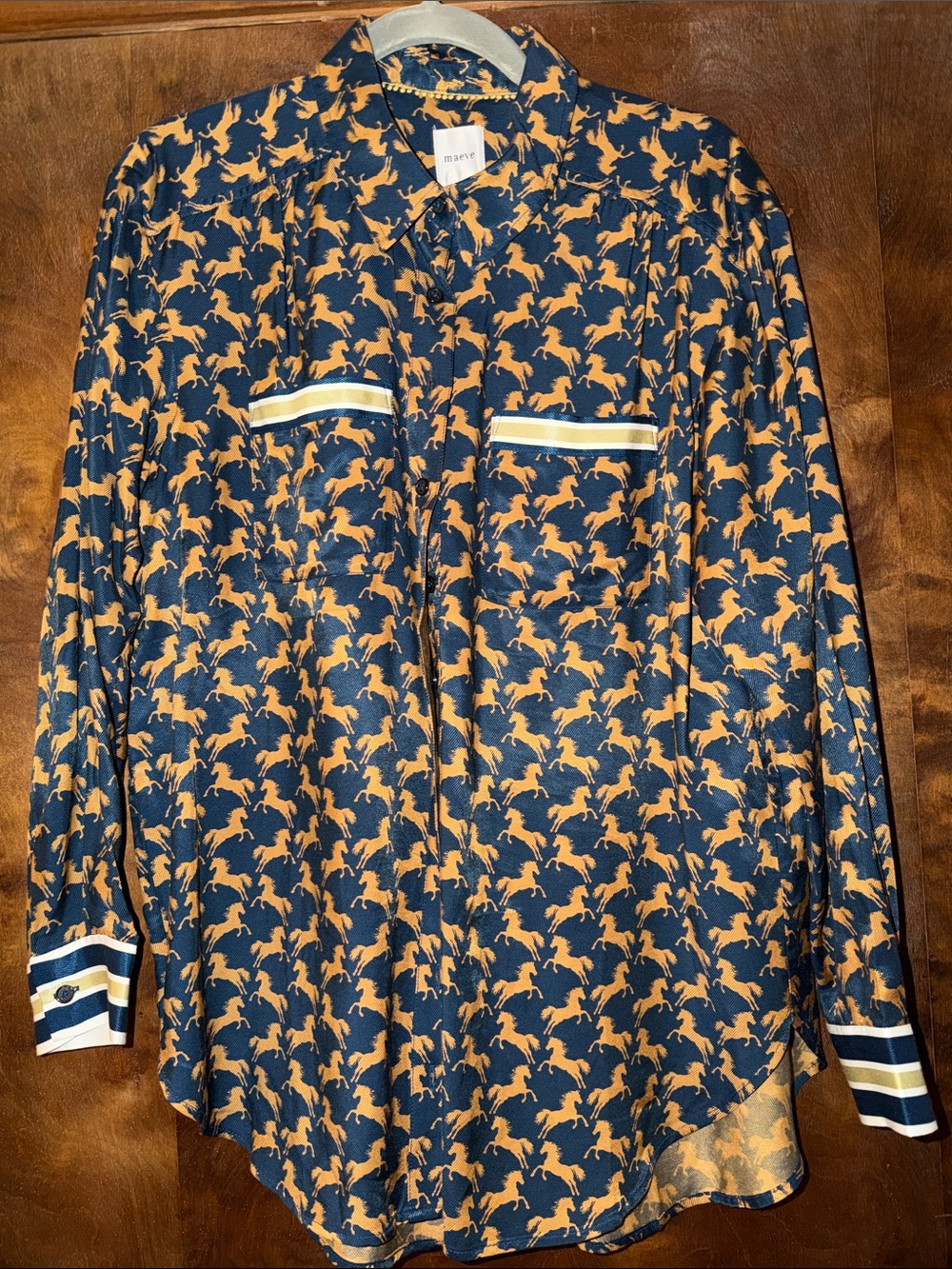 Maeve Horse Print Button-Down Shirt